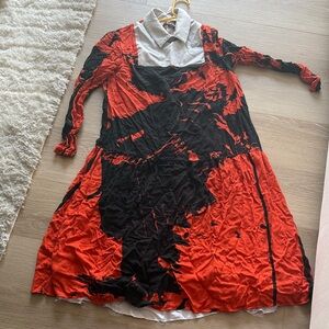 Stylish Long Sleeve Red and Black Dress